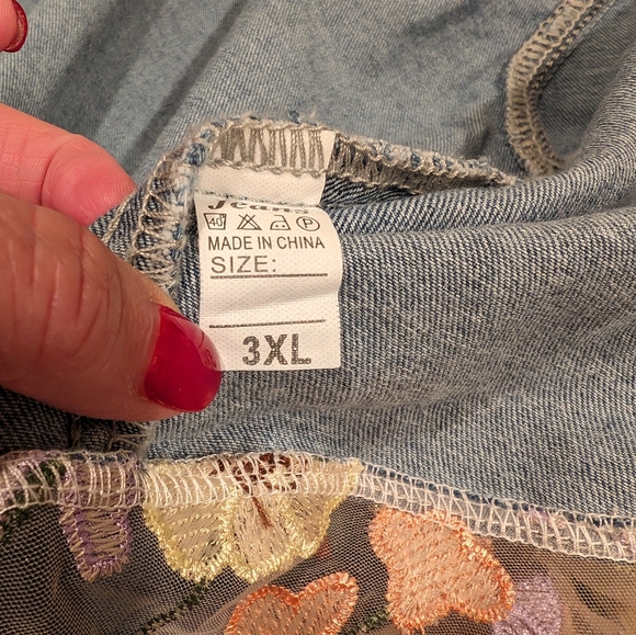 Denim Floral Maxi Shirt fits like L/XL - Picture 8 of 11